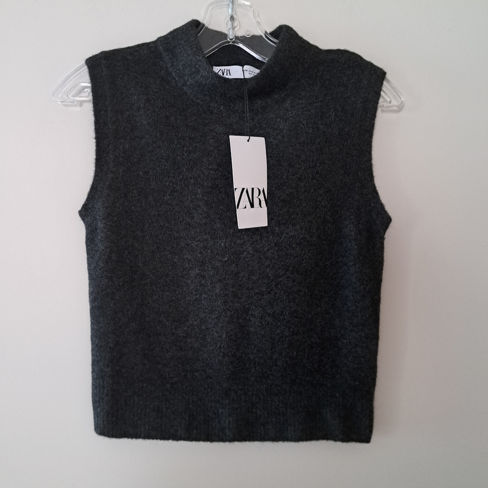 Zara Charcoal Sleeveless Knit Top